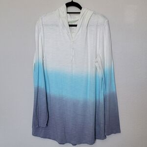 Earth Yoga Cotton Blend Henley Ombre Long Sleeve Tee Size XXL